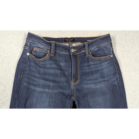 Judy Blue Women Jeans 11/30 Ankle Skinny Fit Distress Hem High Rise Stretch Dark - Picture 2 of 14